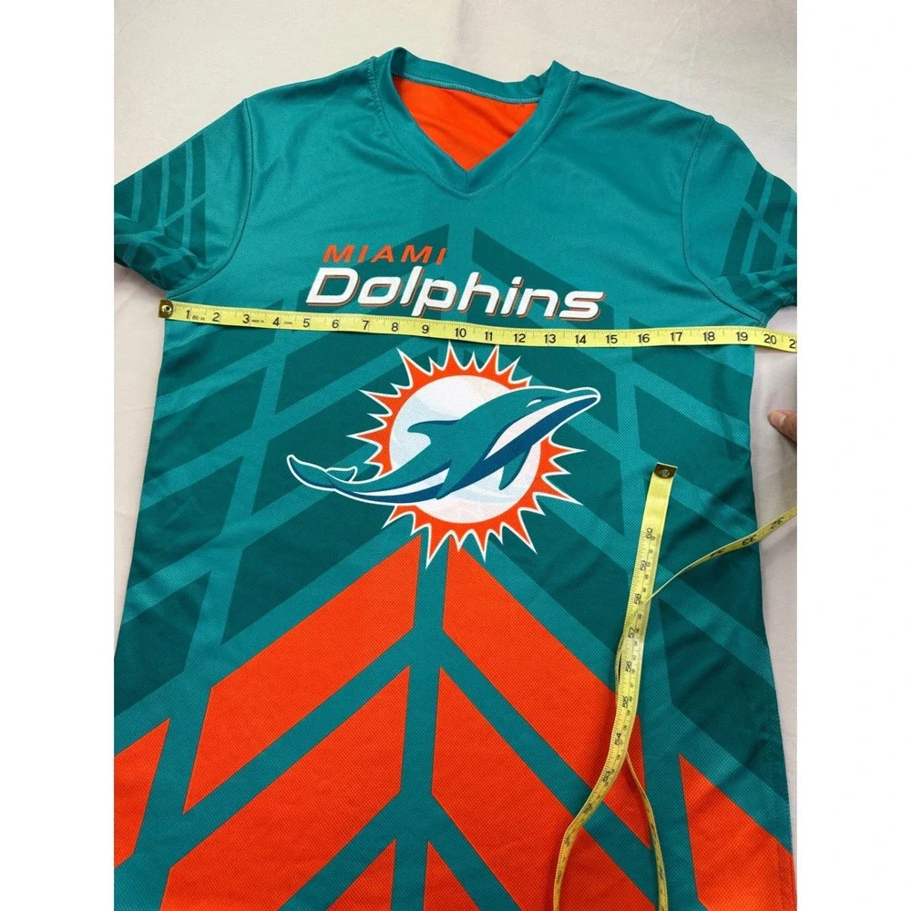 NFL Flag Football Miami Dolphins Youth XL Jersey Aqua Orange V-Neck reversible